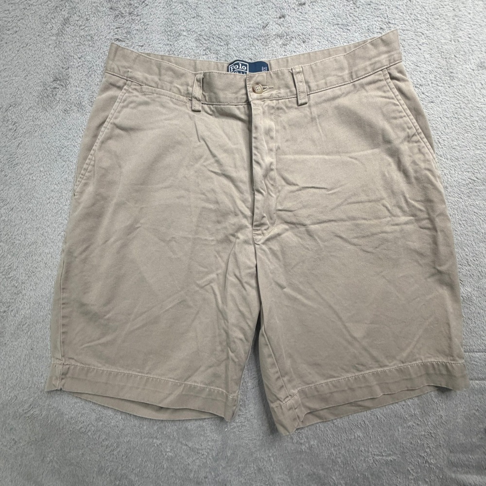Polo Ralph Lauren Prospect Short Mens 32 Khaki Tan Chino Cotton Flat Front Short